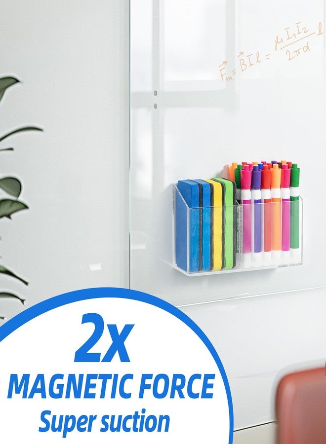 Simetufy Large Magnetic Dry Erase Marker Holder, Magnetic Pen Holder, Whiteboard Marker Holder with Movable Divider for Glass, Fridge & Locker, Non-slip Acrylic Magnetic Marker Holder - Image 5
